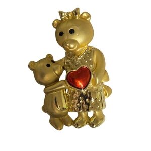 vintage Valentine's Day Danecraft mother and baby bear brooch